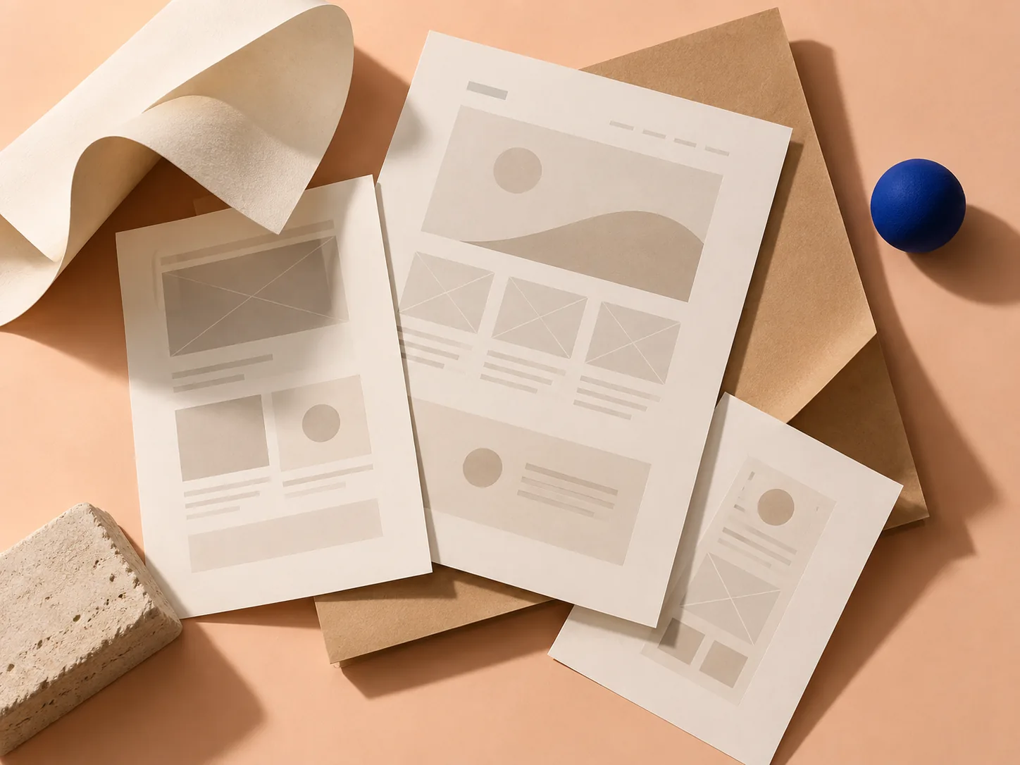 Bocetos del diseño de una página web