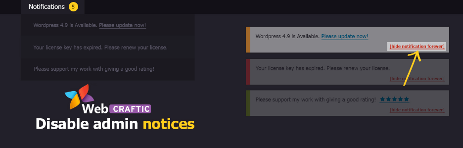 Plugin para eshabilitar los avisos de WordPress